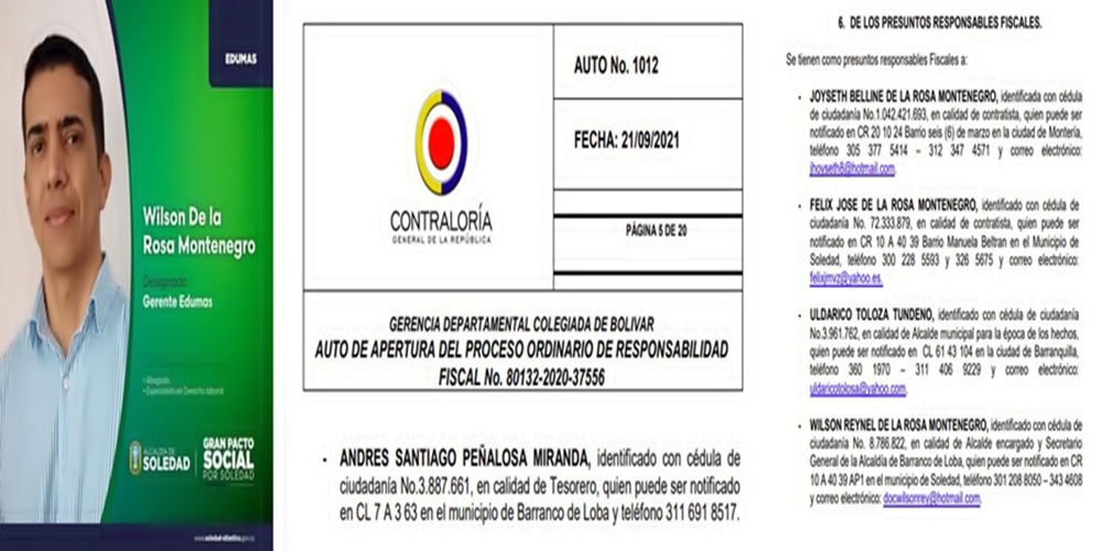 Los hilos de corrupción de Barranco de Loba/Bolivar, se trasladaron al Edumas de Soledad, 539 millones de pesos en proceso de responsabilidad fiscal